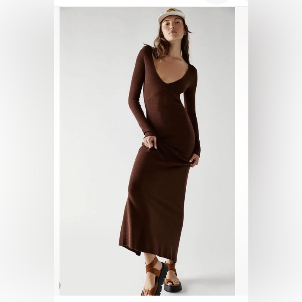 Free People FP Beach Trixie Sweater Ribbed Long Fitted Maxi Dress L